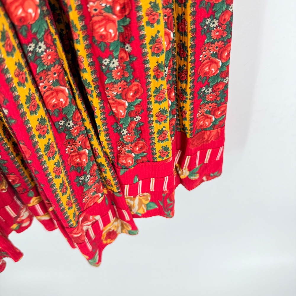 Unbranded Tiered Maxi Skirt Red XS Floral Boho Peasant Cottagecore Made in Italy - Picture 7 of 8